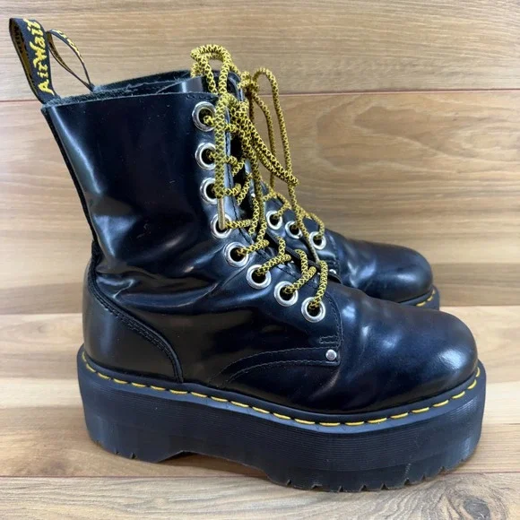 Dr. Martens Jadon Max Platform Chunky Womens 7 Combat Boots Black Leather Zip 38 - Picture 5 of 11